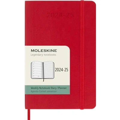 Abbildung von Moleskine Wochenplaner 2024 2025, WochenAgenda 18 Monate 2025 mit Platz für Notizen, weicher Abdeckung und elastischem Verschluss, Taschenformat 9 x 14 cm, Farbe Rot Scarlet