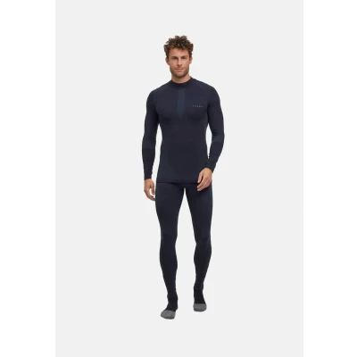 Abbildung von FALKE Herren Baselayer Shirt Warm Round Neck M L/s Sh Funktionsmaterial schnelltrocknend 1 Stück, Schwarz Black 3000, L