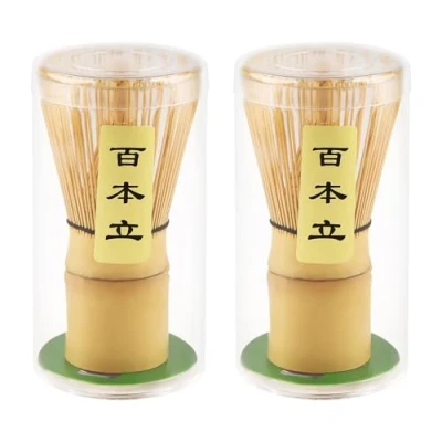 Abbildung von Matcha Schneebesen aus natürlichem Bambus, traditioneller Schneebesen, handgefertigt, Set, japanische Zeremonie, Bambus Tee für Teezeremonie, Getränke, 100
