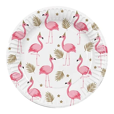 Abbildung von Flamingo Pappteller Gold und Rosa 23cm 10 Stück