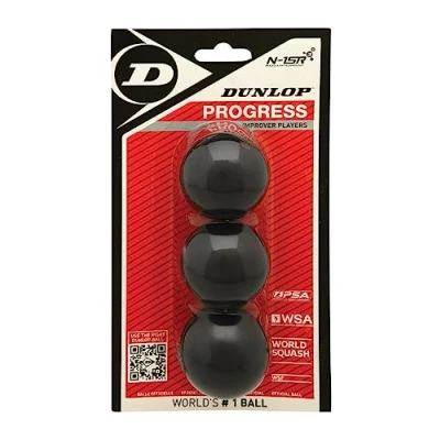 Abbildung von Dunlop Squashbälle Progress Rot, 3 Stück im Blister, für Freizeit und Hobbyspieler Speed mittelschnell, Fortschritt
