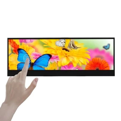 Abbildung von VSDISPLAY Tragbarer Touch Monitor, 35,6 cm (14 Zoll), 3840 x 1100, 4 K, IPS, gestrecktes Balken Display, Typ C, Mini HDMI, DP Video Eingang, Dual Lautsprecher, für DIY PC Gehäuse