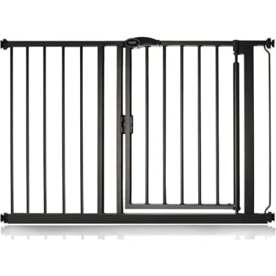 Abbildung von Safetots Druckmontage Selbstschließendes Treppengitter, 111cm 118cm, Mattschwarz, Automatisch schließendes Babygitter, Sicherheitsbarriere für Kleinkinder, Einfache Installation
