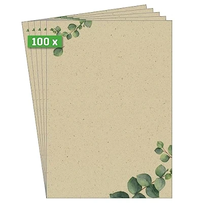 Abbildung von SIGEL DP615 Hochwertiges Motivpapier, Druckerpapier &quot;Eucalyptus&quot;, A4, 100 Blatt, aus nachhaltigem Graspapier, Motiv beidseitig, g, Briefpapier, Papier