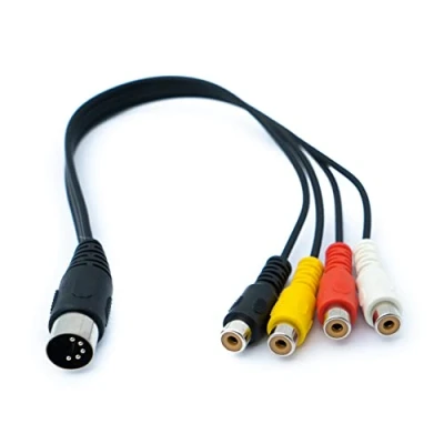 Abbildung von System S Cinch 4 RCA Kabel 30 cm Buchse zu DIN 5 polig Stecker Stereo Adapter Schwarz