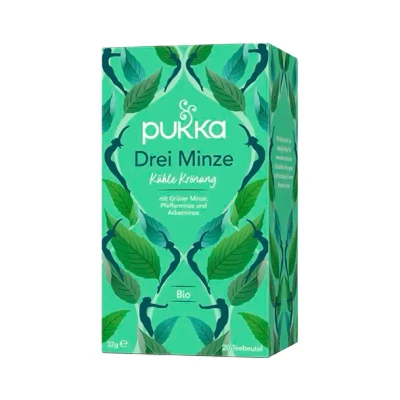 Abbildung von Pukka Tee Set, Bio Kräutertee &quot;Drei Minze&quot;, Grüne Minze, Pfefferminze und Ackerminze, Für ein gutes Bauchgefühl nach dem Essen, 4er Pack, 80 Teebeutel