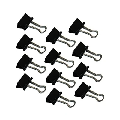 Abbildung von Wedo 6421415 Foldback Klammern 15 mm, 12 Stück, lackiertes Metall Abnehmbare Bügel, Starke Feder, schwarz/silber
