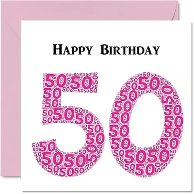 Abbildung von lustige Geburtstagskarte zum 50. Geburtstag für Frau Shapecloud Happy Birthday Karte Vater, Mutter, Großvater, Nanny, Oma, Onkel, Tante, Cousin, Freund, 145 mm x Grußkarten,