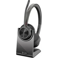 Abbildung von Poly schnurloses Voyager 4320 UC Headset mit Ladestation (Plantronics) Kopfhörer Mikrofonarm USB A Bluetooth Adapter kompatibel Teams (zertifiziert), Zoom und mehr, Schwarz