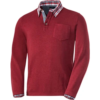 Abbildung von HENSON&amp;HENSON Herren Pullover mit V Ausschnitt, bequemer Strickpulli Hemdkragen, atmungsaktiver Männerpullover aus Reiner Baumwolle, Gr. 48 60