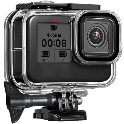 Abbildung von FitStill 60M/196FT Wasserdichtes Gehäuse für Go Pro Hero 8 Black, Schützende Unterwasser Tauchgehäuseschale mit Halterungszubehör Black Action Kamera