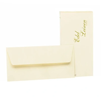 Abbildung von Rössler Papier 2032705802 Edel Leinen Briefumschlagpack DIN lang mit Seidenfutter, 20 Stück, ivory