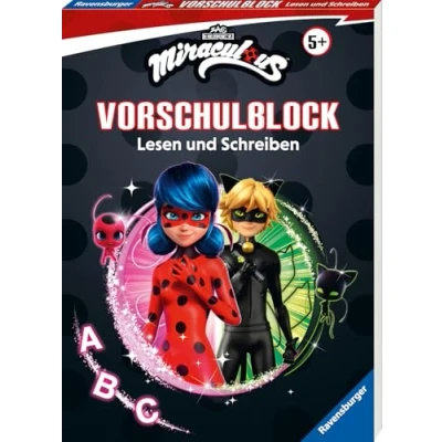 Abbildung von Miraculous Mein Vorschulblock Lesen und Schreiben Konzentration, Erstes Rätseln ab 5 Jahren Spielerisches Lernen für Fans von Ladybug Cat Noir Vorschule