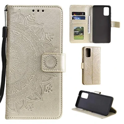 Abbildung von CoverKingz Handy Case kompatibel mit Huawei P40 Cover Kartenfach Phonecase Smartphone Hülle klappbar Motiv Mandala Gold