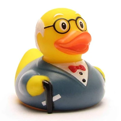 Abbildung von Opa Badeente I Quietscheente Großvater L: 7,5 cm Geschenk für Großeltern inkl. Gummienten Schlüsselanhänger im Set