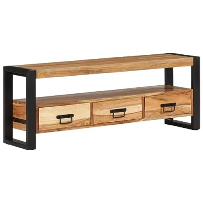 Abbildung von vidaXL TV Schrank, Fernsehschrank mit viel Stauraum, Lowboard für Wohnzimmer Fernseher, HiFi Schrank Möbel Fernsehtisch, Massivholz Akazie