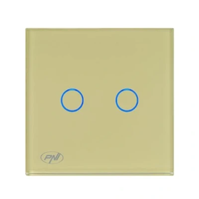 Abbildung von PNI SH202G Doppel Touch Schalter aus Goldglas mit LED Anzeige