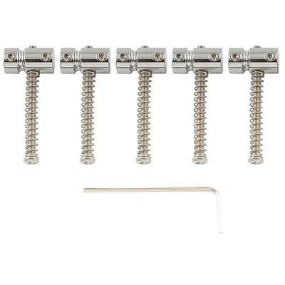 Abbildung von Musiclily Pro 17mm Stahl Bass Saitenreiter Saddles für 5 Saiter Precision/Jazz Bass,Chrom(5er Set)
