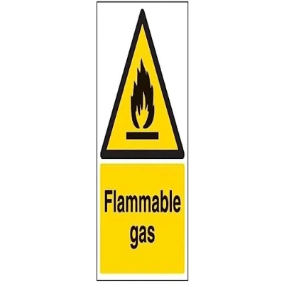 Abbildung von vsafety Schilder 69008 au s &quot;entzündliches Gas&quot; Achtung Fire und schwer entflammbar Schild, selbstklebend, Portrait, 200 mm x 300 mm, schwarz/gelb