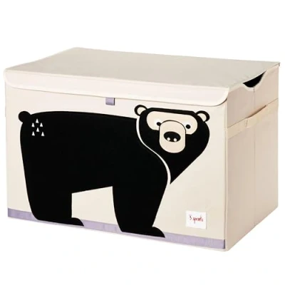 Abbildung von 3 Sprouts Spielzeugkiste mit Deckel Aufbewahrungsbox für Kinderzimmer, Spielzeugbox Kinder, Spielzeug Kiste Bär