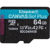 Abbildung von Kingston Canvas Go Plus microSDXC Speicherkarte Gen4 200MB/s A2 U3 V30 64GB Einzelpaket ohne ADP SDCG4/64GBSP