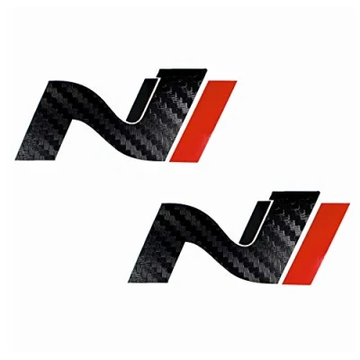 Abbildung von 2er Set Folie Schutzfolie für Dekor Logo Vorne und Hinten Emblem Aufkleber Front Heck Selbstklebend Passgenau Auto K054 (Schwarz/Carbon/Rot)
