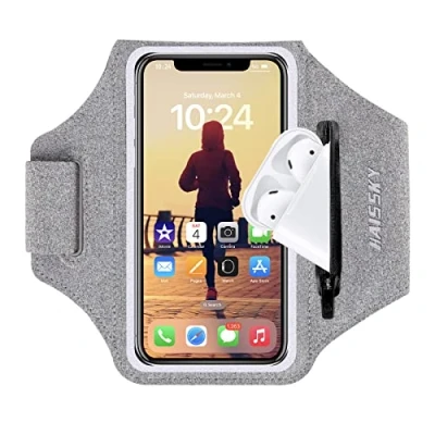 Abbildung von Sportarmband Handy mit KopfhörerTasche,Schweißfest Handytasche Joggen Armtasche Kompatibel iPhone 15/14/13/12/11/11 Pro Max Huawei P40 Pro/Samsung Galaxy S20/S10 für Laufen,Joggen Bis Zu 6.9&quot;