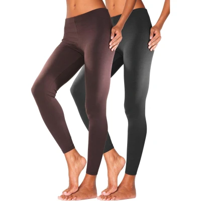 Abbildung von Lascana 2 PACK Leggings Hosen, Damen, Größe: 52/54, Braun