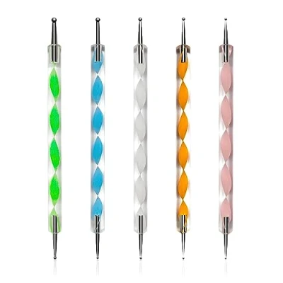 Abbildung von 5 stücke Dotting Pen Strass Nail Art Tools Design Marbleizing Werkzeug für Punkte und zum Marmorieren