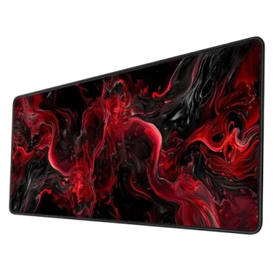 Abbildung von Gaming Mauspad XXL 900x400x3mm, Rot Mousepad mit Vernähte Kanten, Wetterfest Anti Rutsch Mouse Pad, Schreibtischunterlage für PC, Laptop Verbessert Präzision und Geschwindigkeit,Geschenk Männer