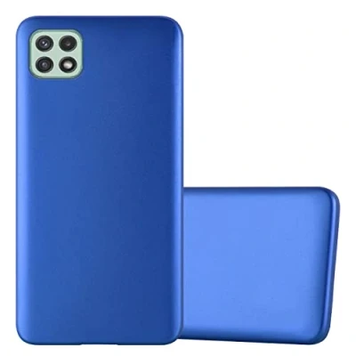 Abbildung von Cadorabo Hülle kompatibel mit Samsung Galaxy A22 5G Schutzhülle TPU Silikon Case Metallic Design Slim Kratzfest Weiche Gummi Rundumschutz für in Blau