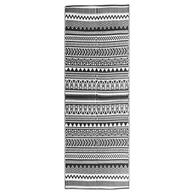 Abbildung von vidaXL Outdoor Teppich Doppellagiges Jacquard Muster Balkon Terrasse Garten Außenteppich Balkonteppich Gartenteppich Terrassenteppich Schwarz 80x150cm PP