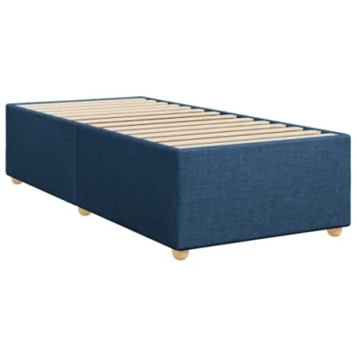 Abbildung von vidaXL Bettgestell, Bettrahmen mit Lattenrost, Polsterbett Bett für Schlafzimmer, Einzelbett Schlafzimmerbett, Blau 90x200cm Stoff