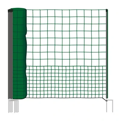 Abbildung von VOSS.farming Geflügelnetz 25m, 125cm Hühnerzaun, Hühnernetz, Geflügelzaun, Hundenetz, Hundezaun, 11 Pfähle 2 Spitzen grün, ohne Strom