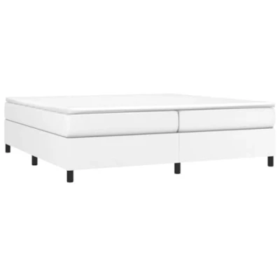 Abbildung von vidaXL Bettgestell, Polsterbett Bett für Schlafzimmer, Bettrahmen mit Lattenrost, Kunstlederbett Doppelbett, Weiß 200x200cm Kunstleder