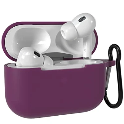 Abbildung von EAZY Case Schutzhülle für AirPods Pro 2 Hülle Violett Silikon Stoßfest mit Karabiner geeignet als Schlüsselanhänger Antikratz Etui rutschfeste Silikonhülle Airpod 2. Generation in Lila