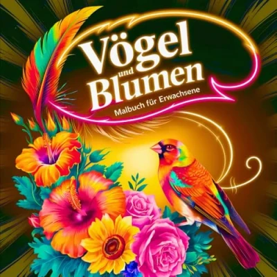 Abbildung von Vögel und Blumen Malbuch für Erwachsene: Wunderschöne Motive zum Entspannen, Achtsamkeit Stressabbau