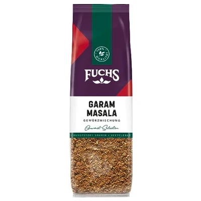 Abbildung von Fuchs Gewürze Garam Masala Gewürzmischung im recyclebaren Nachfüllbeutel, ideal zum Verfeinern von Eintöpfen oder Gerichten aus der Pfanne 55 g