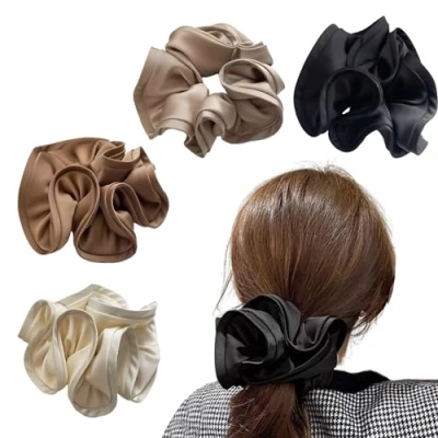 Abbildung von 4 Stück Große Damen Haargummis, Französische Elastische Extra Geeignet Für Maskeraden, Partys, Geburtstage, Alltagskleidung