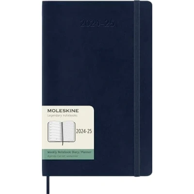 Abbildung von Moleskine Wochenplaner 2024 2025, WochenAgenda 18 Monate 2025 mit Platz für Notizen, weicher Abdeckung und elastischem Verschluss, Großformat 13 x 21 cm, Farbe Saphirblau