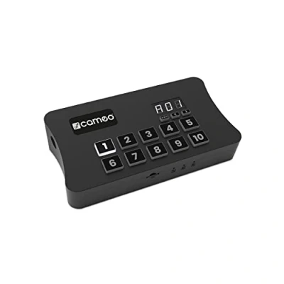 Abbildung von Cameo DVC CUE USB zu DMX Interface mit bis 2048 Kanälen und beleuchtetem Bedienfeld