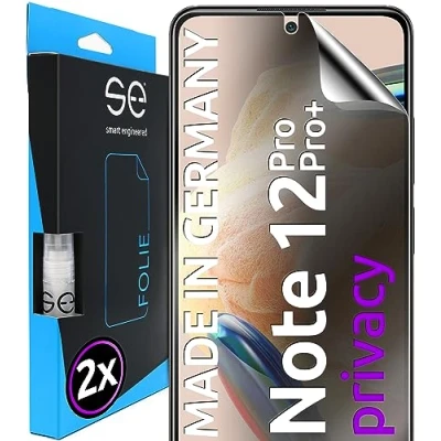 Abbildung von S.E für Xiaomi Redmi Note 12 Pro Schutzfolie privacy Blickschutz Folie 2x Folien im SET aus Deutschland, Anti Spy Folie, blasenfrei, Sichtschutz