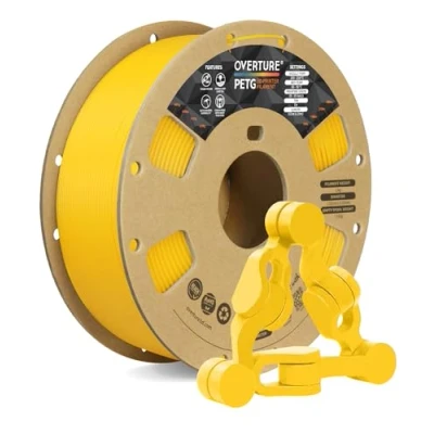Abbildung von OVERTURE PETG Filament Aufgerüstet 1,75 mm, 1kg (2,2 lbs) Spule, 3D Druck Filament, Maßgenauigkeit +/ 0.02 mm (Gelb)