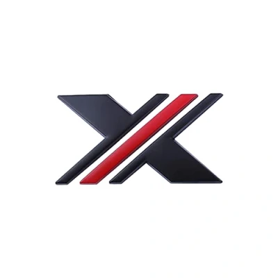 Abbildung von X Emblem Applicable to the New Modified Car Logo POWER MGX Lettering Body Side Rear Bumper Sticker (Schwarz Rot)