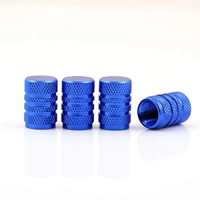 Abbildung von DM Autoteile Aluminium Auto Ventilkappen 4 er Set versch. Farben mit Dichtung (Blau)