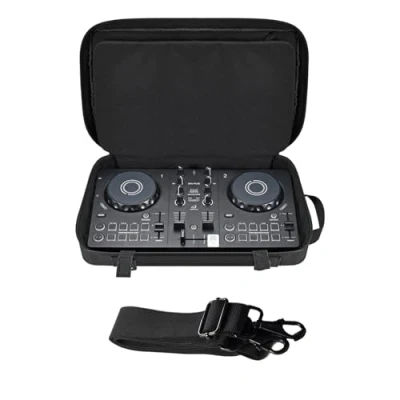 Abbildung von Tragbare Tasche für AlphaTheta DDJ FLX2, Reise Tragetasche, kompatibel mit FLX2 Disc Player/Pioneer 200/DDJ WeGO4/Hercules Inpulse 200/Inpulse200 MK2, multifunktionale Schultergurt, BK,