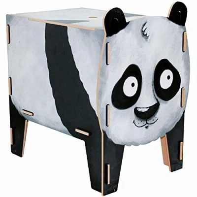 Abbildung von Werkhaus VB 9308 Hocker Panda Schwarz Weiß ca. 43 x 46 28,5 cm Sitzhocker Holzhocker Spielzeugtruhe