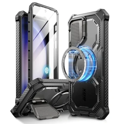 Abbildung von i Blason für Samsung Galaxy S24 Hülle mit Kameraschutz [Kompatibel MagSafe] Bumper Case 360 Grad Handyhülle Magnetische Schutzhülle Displayschutz und Ständer S24, Schwarz