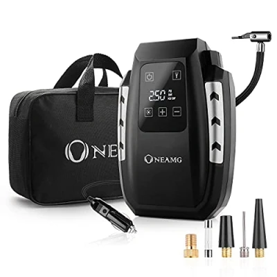 Abbildung von OneAmg 12V Luftkompressor, Auto Luftpumpe Kompressoren Reifen Inflator Kompressor Digital Portable mit Aktualisierter Touchscreen Inflator, Reifenpumpe 150PSI 3 Meter (Silber)