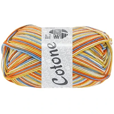 Abbildung von LANA GROSSA Cotone Print Baumwollbasicgarn Handstrickgarn aus 100% Baumwolle 50g Wolle zum Stricken &amp; Häkeln 125m Garn